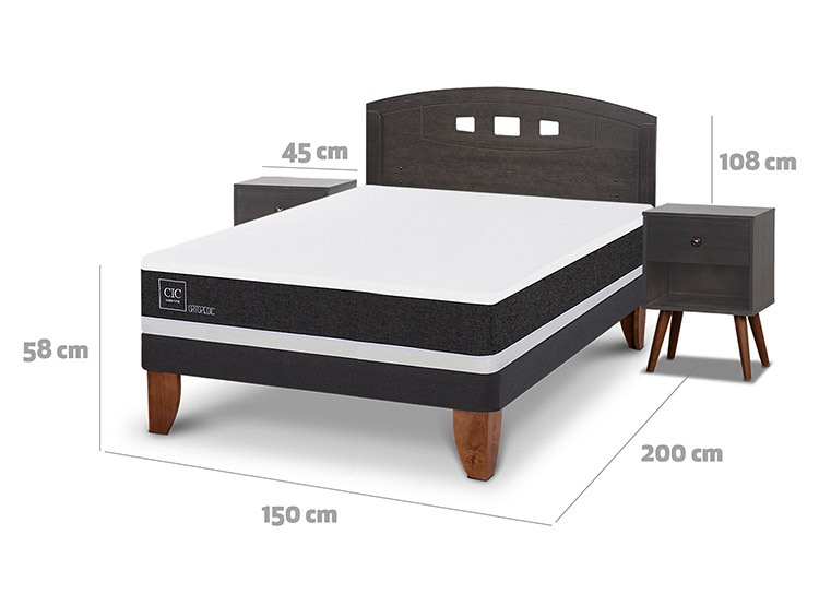 JUEGO DE DORMITORIO CIC CAMA EUROPEA GALES ORTOPEDIC BN 2 PLAZAS + SET GRIS - 3