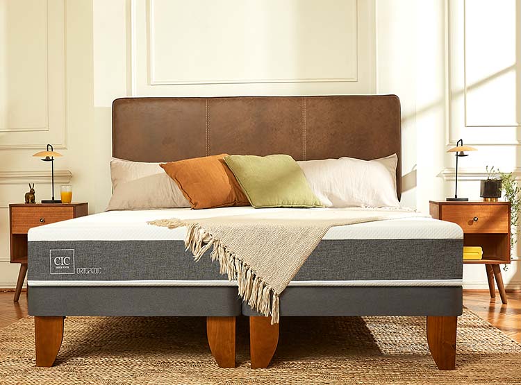 JUEGO DE DORMITORIO CIC CAMA EUROPEA MUNICH ORTOPEDIC 1.5 PLAZAS + SET GRIS - 8