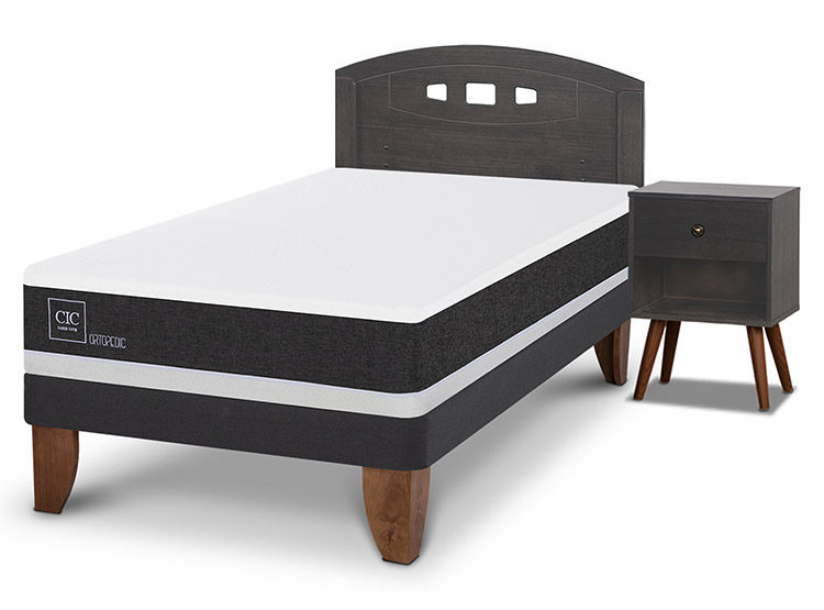 JUEGO DE DORMITORIO CIC CAMA EUROPEA GALES ORTOPEDIC 1.5 PLAZAS + SET GRIS - 2