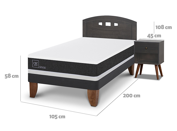 JUEGO DE DORMITORIO CIC CAMA EUROPEA GALES ORTOPEDIC 1.5 PLAZAS + SET GRIS - 3