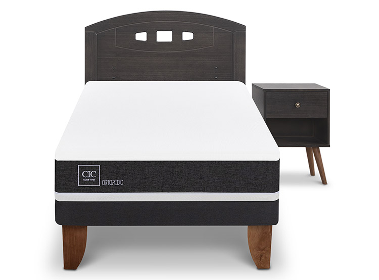 JUEGO DE DORMITORIO CIC CAMA EUROPEA GALES ORTOPEDIC 1.5 PLAZAS + SET GRIS - 1