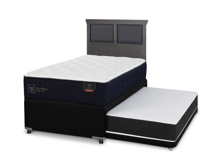 JUEGO DE DORMITORIO CIC CAMA DIVAN TORINO PREMIUM 1.5 PLAZAS NEGRO + RESPALDO GRIS - 2