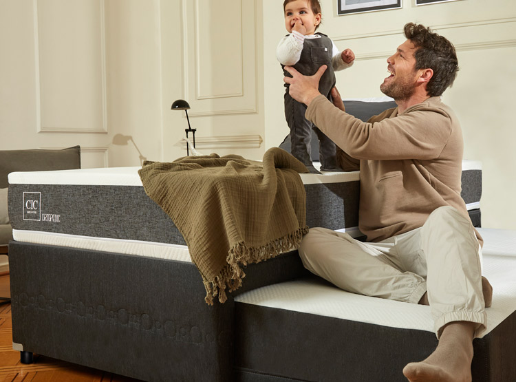 JUEGO DE DORMITORIO CIC CAMA DIVAN DUBLIN ORTOPEDIC 1.5 PLAZAS NEGRO + RESPALDO GRIS - 6
