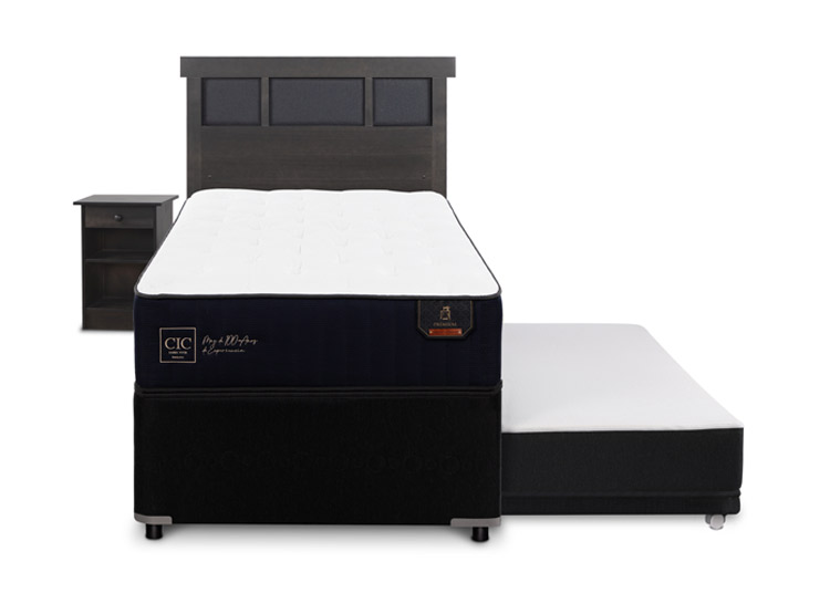 JUEGO DE DORMITORIO CIC CAMA DIVAN DUBLIN PREMIUM 1.5 PLAZAS NEGRO + SET GRIS - 1