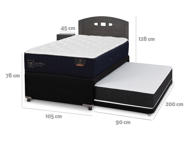 JUEGO DE DORMITORIO CIC CAMA DIVAN GALES PREMIUM 1.5 PLAZAS NEGRO + SET GRIS - 3