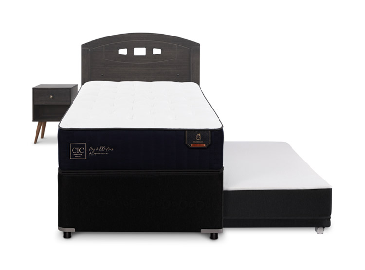 JUEGO DE DORMITORIO CIC CAMA DIVAN GALES PREMIUM 1.5 PLAZAS NEGRO + SET GRIS - 1