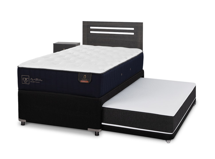 JUEGO DE DORMITORIO CIC CAMA DIVAN MUNICH PREMIUM 1.5 PLAZAS NEGRO + SET GRIS - 2