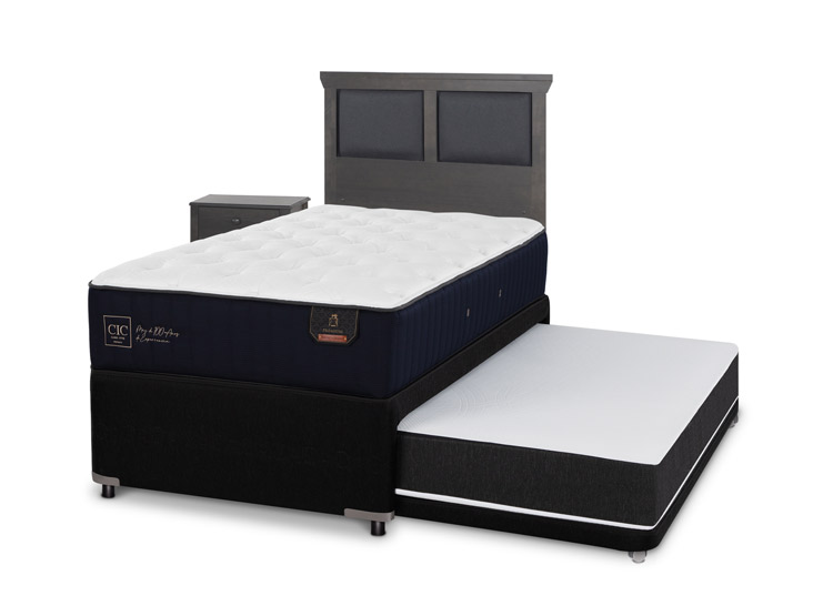 JUEGO DE DORMITORIO CIC CAMA DIVAN TORINO PREMIUM 1.5 PLAZAS NEGRO + SET GRIS - 2