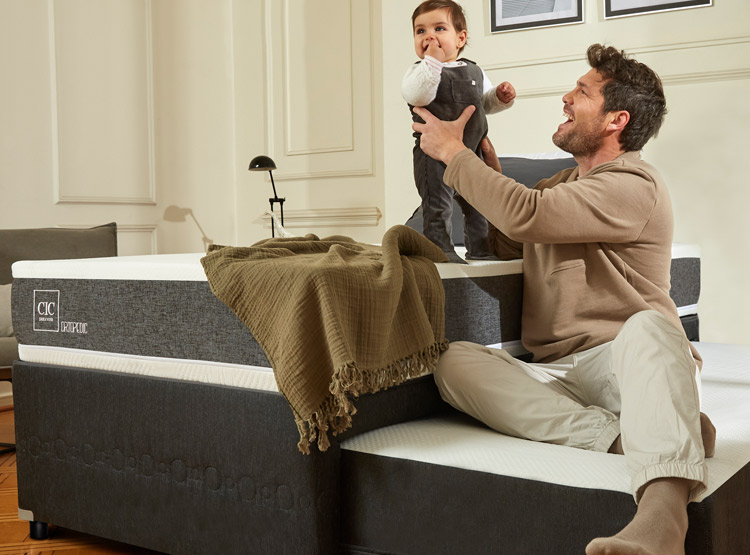 JUEGO DE DORMITORIO CIC CAMA DIVAN DUBLIN ORTOPEDIC 1.5 PLAZAS NEGRO + SET GRIS - 6