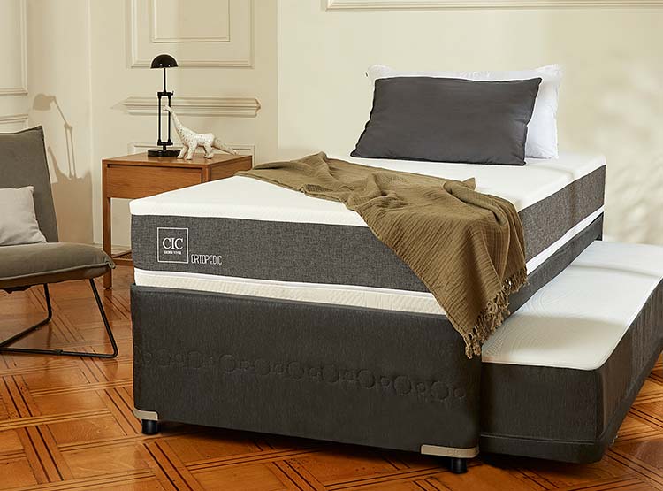 JUEGO DE DORMITORIO CIC CAMA DIVAN GALES ORTOPEDIC 1.5 PLAZAS NEGRO + SET GRIS - 7