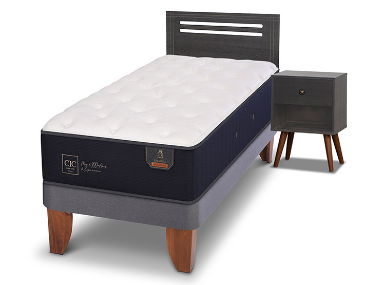 JUEGO DE DORMITORIO CIC CAMA EUROPEA MUNICH PREMIUM 1.5 PLAZAS + SET GRIS - 2