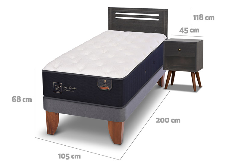 JUEGO DE DORMITORIO CIC CAMA EUROPEA MUNICH PREMIUM 1.5 PLAZAS + SET GRIS - 3