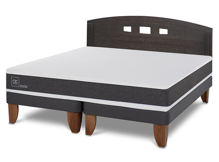 JUEGO DE DORMITORIO CIC CAMA EUROPEA ORTOPEDIC BD 2 PLAZAS + RESPALDO GALES GRIS - 2