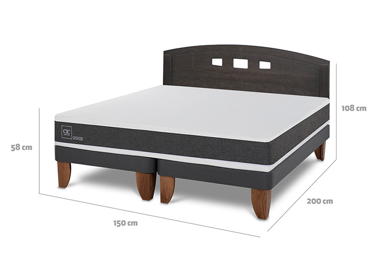 JUEGO DE DORMITORIO CIC CAMA EUROPEA ORTOPEDIC BD 2 PLAZAS + RESPALDO GALES GRIS - 3