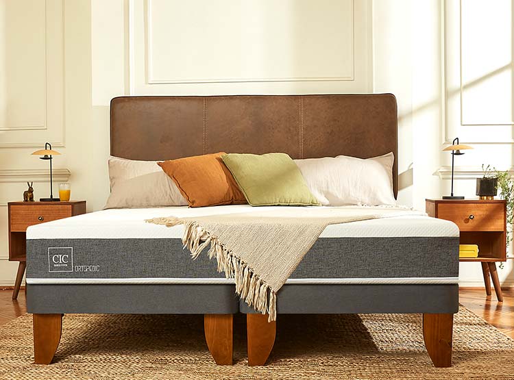 JUEGO DE DORMITORIO CIC CAMA EUROPEA ORTOPEDIC BD 2 PLAZAS + RESPALDO GALES GRIS - 8