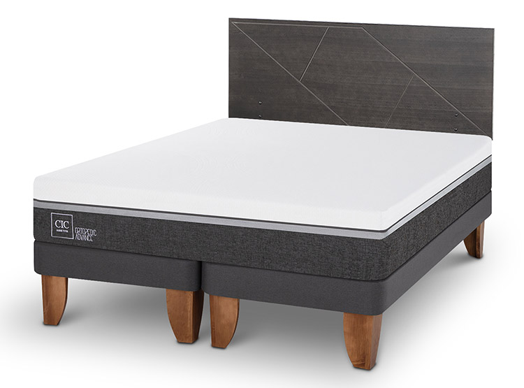 JUEGO DE DORMITORIO CIC CAMA EUROPEA ORTOPEDIC BD 2 PLAZAS + RESPALDO MUNICH GRIS - 2