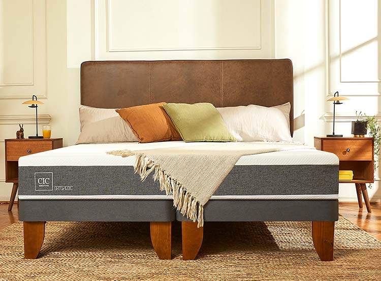 JUEGO DE DORMITORIO CIC CAMA EUROPEA TORINO ORTOPEDIC BD 2 PLAZAS + RESPALDO GRIS - 8