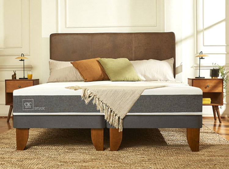 JUEGO DE DORMITORIO CIC CAMA EUROPEA DUBLIN ORTOPEDIC BN 2 PLAZAS + RESPALDO GRIS - 6