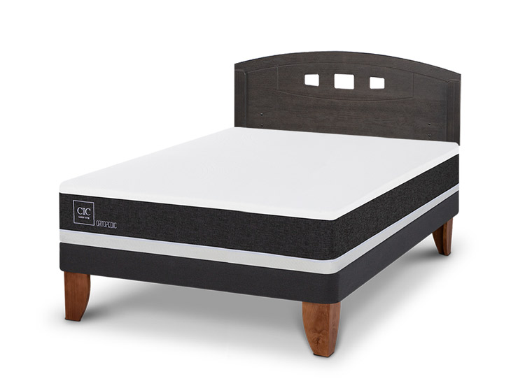 JUEGO DE DORMITORIO CIC CAMA EUROPEA GALES ORTOPEDIC BN 2 PLAZAS + RESPALDO GRIS - 2