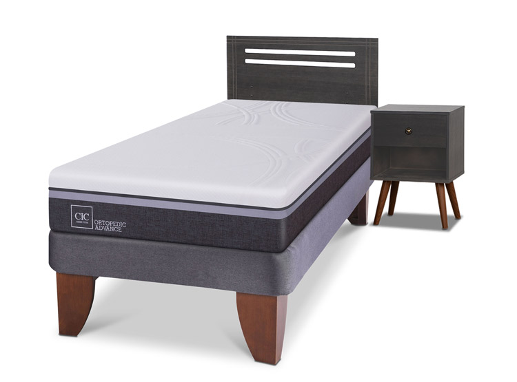JUEGO DE DORMITORIO CIC CAMA EUROPEA MUNICH ORTOPEDIC ADVANCE 1.5 PLAZAS + SET GRIS - 2