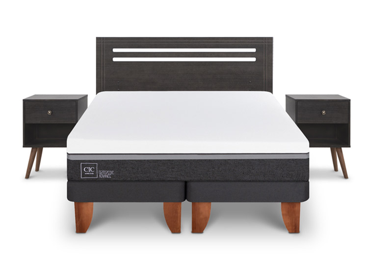 JUEGO DE DORMITORIO CIC CAMA EUROPEA MUNICH ORTOPEDIC ADVANCE BD 2 PLAZAS + SET GRIS - 1