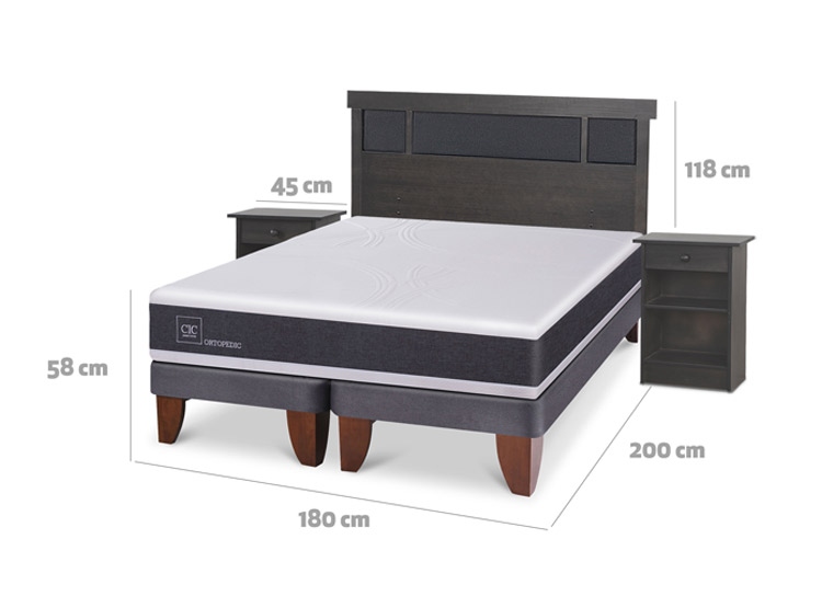 JUEGO DE DORMITORIO CIC CAMA EUROPEA DUBLIN ORTOPEDIC BD KING + SET GRIS - 3