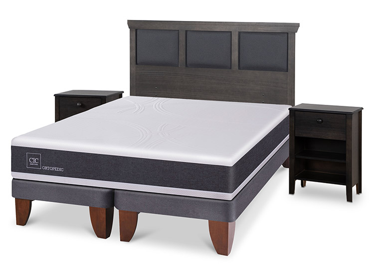 JUEGO DE DORMITORIO CIC CAMA EUROPEA TORINO ORTOPEDIC BD KING + SET GRIS - 2