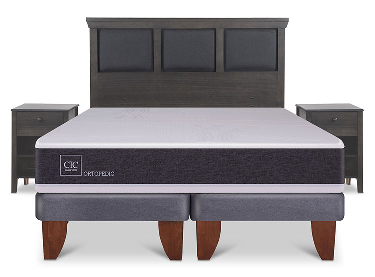 JUEGO DE DORMITORIO CIC CAMA EUROPEA TORINO ORTOPEDIC BD KING + SET GRIS - 1