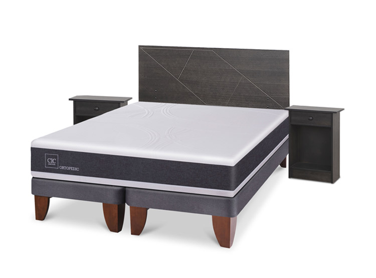 JUEGO DE DORMITORIO CIC CAMA EUROPEA VILLARRICA ORTOPEDIC BD KING + SET GRIS - 2