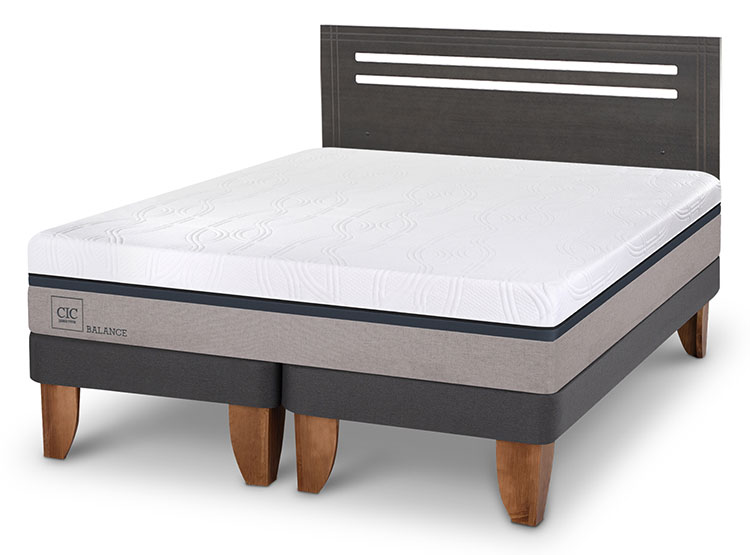 JUEGO DE DORMITORIO CIC CAMA EUROPEA NEW BALANCE BD 2 PLAZAS + RESPALDO MUNICH GRIS - 2