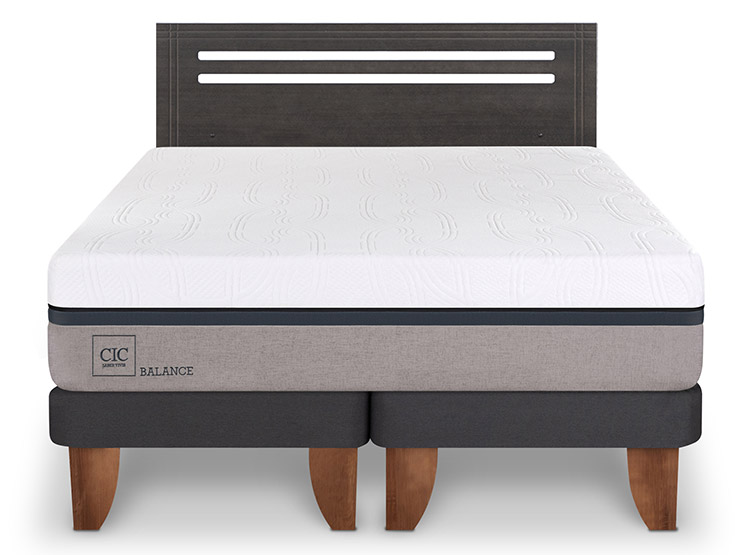 JUEGO DE DORMITORIO CIC CAMA EUROPEA NEW BALANCE BD 2 PLAZAS + RESPALDO MUNICH GRIS - 1