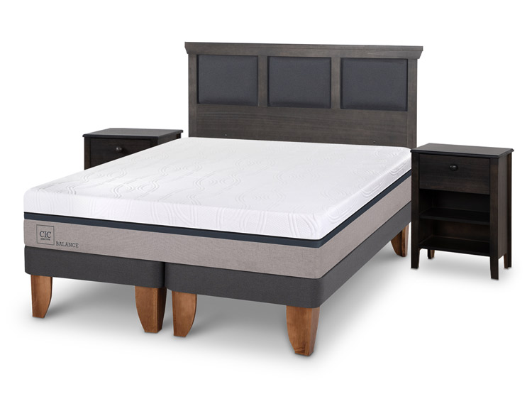 JUEGO DE DORMITORIO CIC CAMA EUROPEA TORINO NEW BALANCE BD 2 PLAZAS + SET GRIS - 2