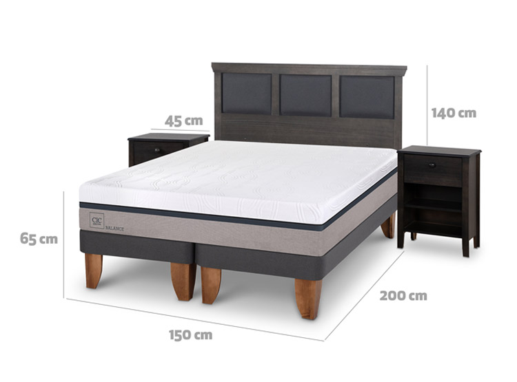 JUEGO DE DORMITORIO CIC CAMA EUROPEA TORINO NEW BALANCE BD 2 PLAZAS + SET GRIS - 3