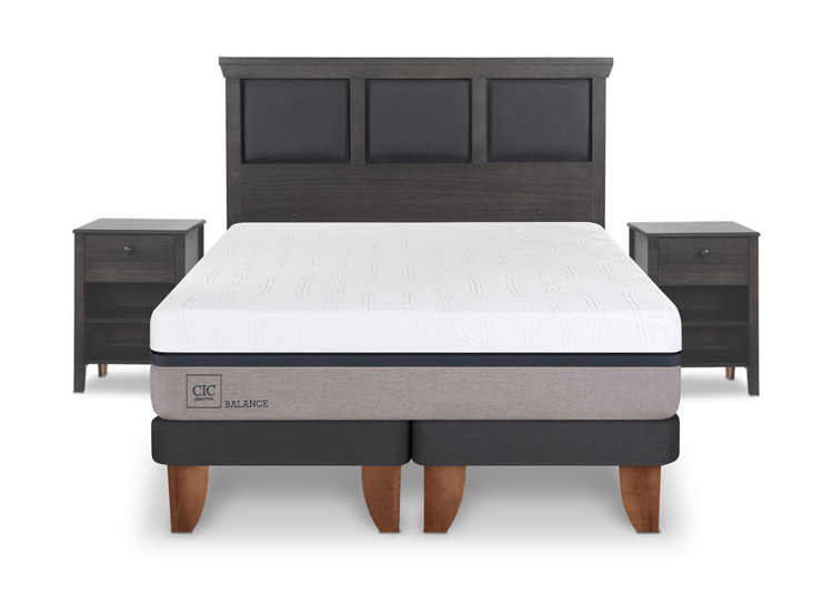 JUEGO DE DORMITORIO CIC CAMA EUROPEA TORINO NEW BALANCE BD 2 PLAZAS + SET GRIS - 1