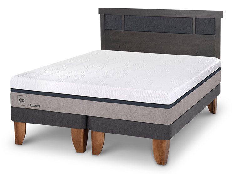 JUEGO DE DORMITORIO CIC CAMA EUROPEA NEW BALANCE BD 2 PLAZAS + RESPALDO DUBLIN GRIS - 2