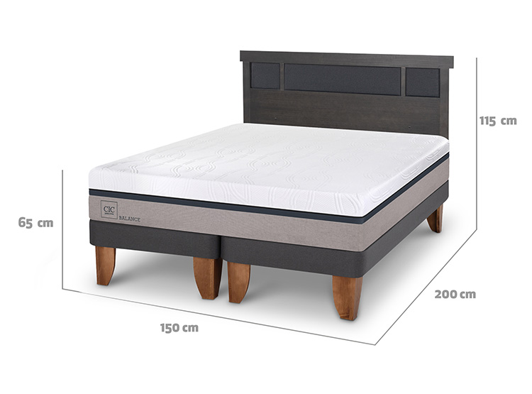 JUEGO DE DORMITORIO CIC CAMA EUROPEA NEW BALANCE BD 2 PLAZAS + RESPALDO DUBLIN GRIS - 3