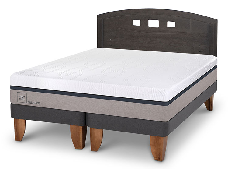 JUEGO DE DORMITORIO CIC CAMA EUROPEA NEW BALANCE BD 2 PLAZAS + RESPALDO GALES GRIS - 2