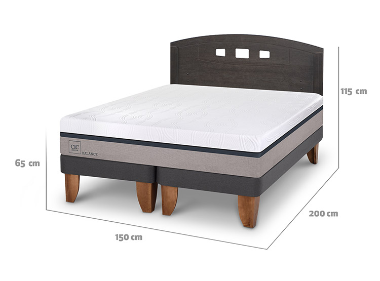 JUEGO DE DORMITORIO CIC CAMA EUROPEA NEW BALANCE BD 2 PLAZAS + RESPALDO GALES GRIS - 3