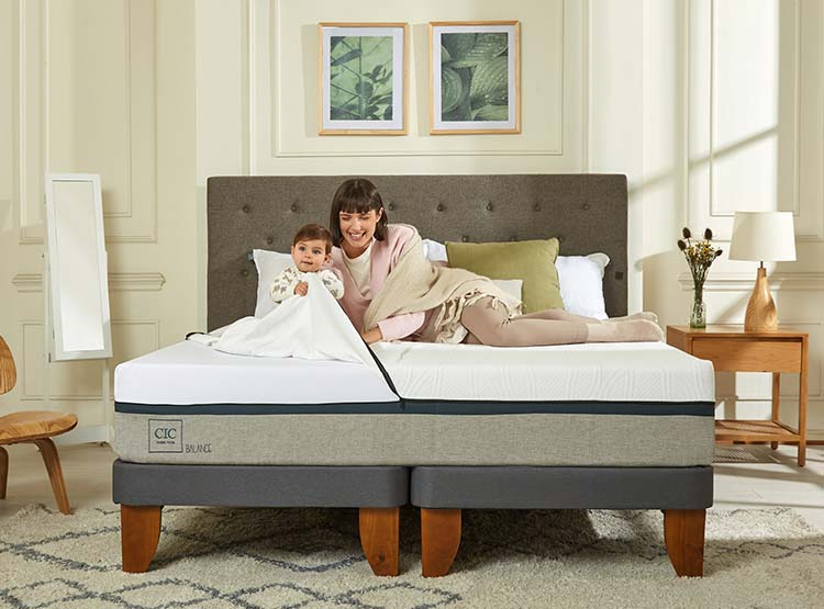 JUEGO DE DORMITORIO CIC CAMA EUROPEA TORINO NEW BALANCE BD 2 PLAZAS + RESPALDO GRIS - 7