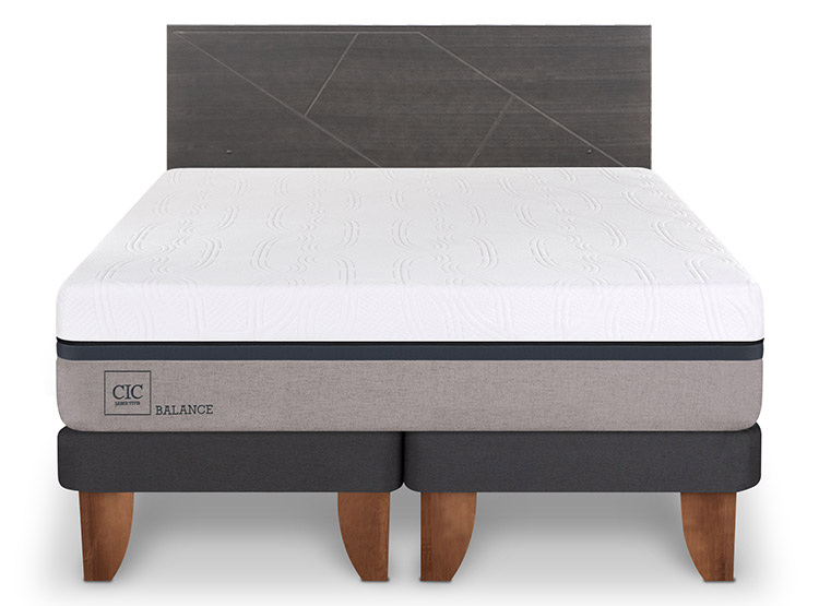 JUEGO DE DORMITORIO CIC CAMA EUROPEA NEW BALANCE BD 2 PLAZAS + RESPALDO VILLARRICA GRIS - 1