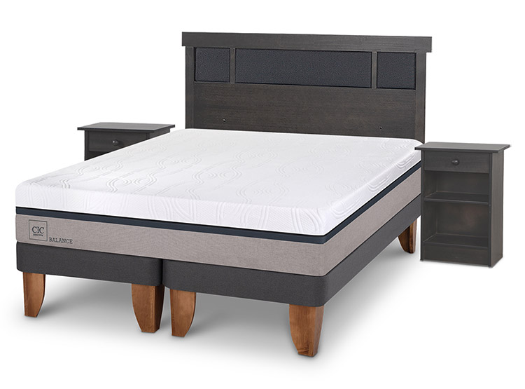 JUEGO DE DORMITORIO CIC CAMA EUROPEA DUBLIN NEW BALANCE BD 2 PLAZAS + SET GRIS - 2