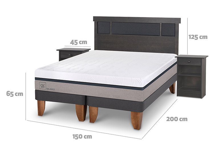 JUEGO DE DORMITORIO CIC CAMA EUROPEA DUBLIN NEW BALANCE BD 2 PLAZAS + SET GRIS - 3
