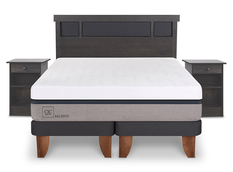 JUEGO DE DORMITORIO CIC CAMA EUROPEA DUBLIN NEW BALANCE BD 2 PLAZAS + SET GRIS - 1