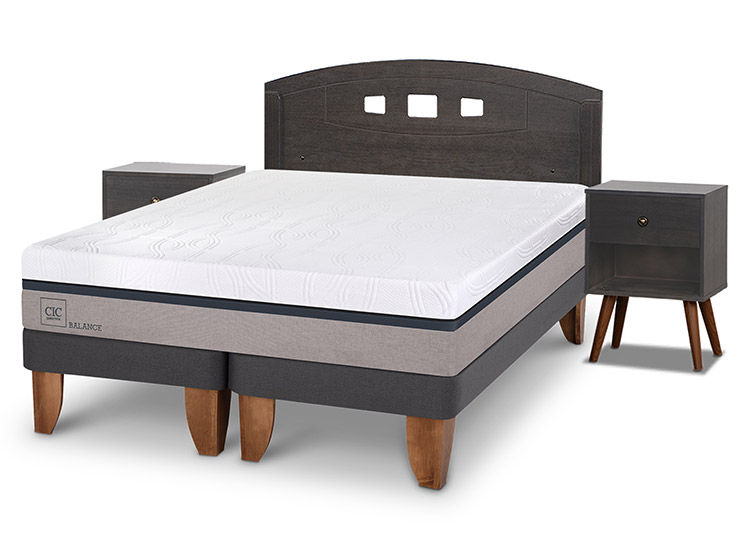 JUEGO DE DORMITORIO CIC CAMA EUROPEA GALES NEW BALANCE BD 2 PLAZAS + SET GRIS - 2