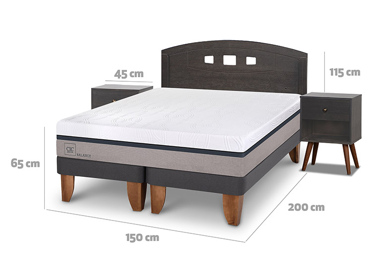 JUEGO DE DORMITORIO CIC CAMA EUROPEA GALES NEW BALANCE BD 2 PLAZAS + SET GRIS - 3