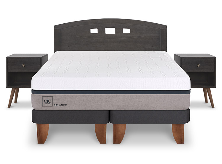 JUEGO DE DORMITORIO CIC CAMA EUROPEA GALES NEW BALANCE BD 2 PLAZAS + SET GRIS - 1