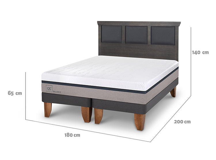 JUEGO DE DORMITORIO CIC CAMA EUROPEA NEW BALANCE KING + RESPALDO TORINO GRIS - 3