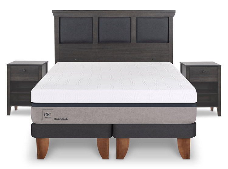 JUEGO DE DORMITORIO CIC CAMA EUROPEA TORINO NEW BALANCE BD 2 PLAZAS + SET GRIS