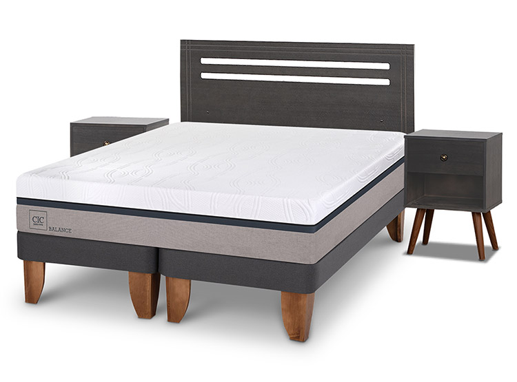JUEGO DE DORMITORIO CIC CAMA EUROPEA TORINO NEW BALANCE BD 2 PLAZAS + SET GRIS - 2