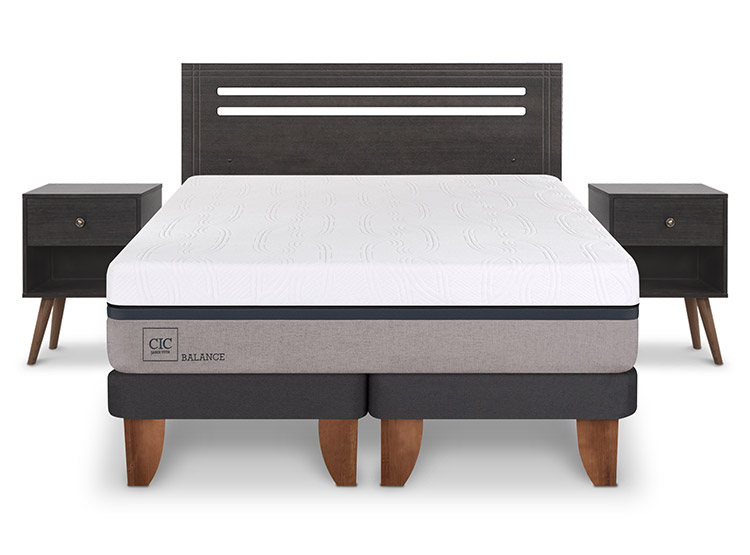 JUEGO DE DORMITORIO CIC CAMA EUROPEA TORINO NEW BALANCE BD 2 PLAZAS + SET GRIS - 1